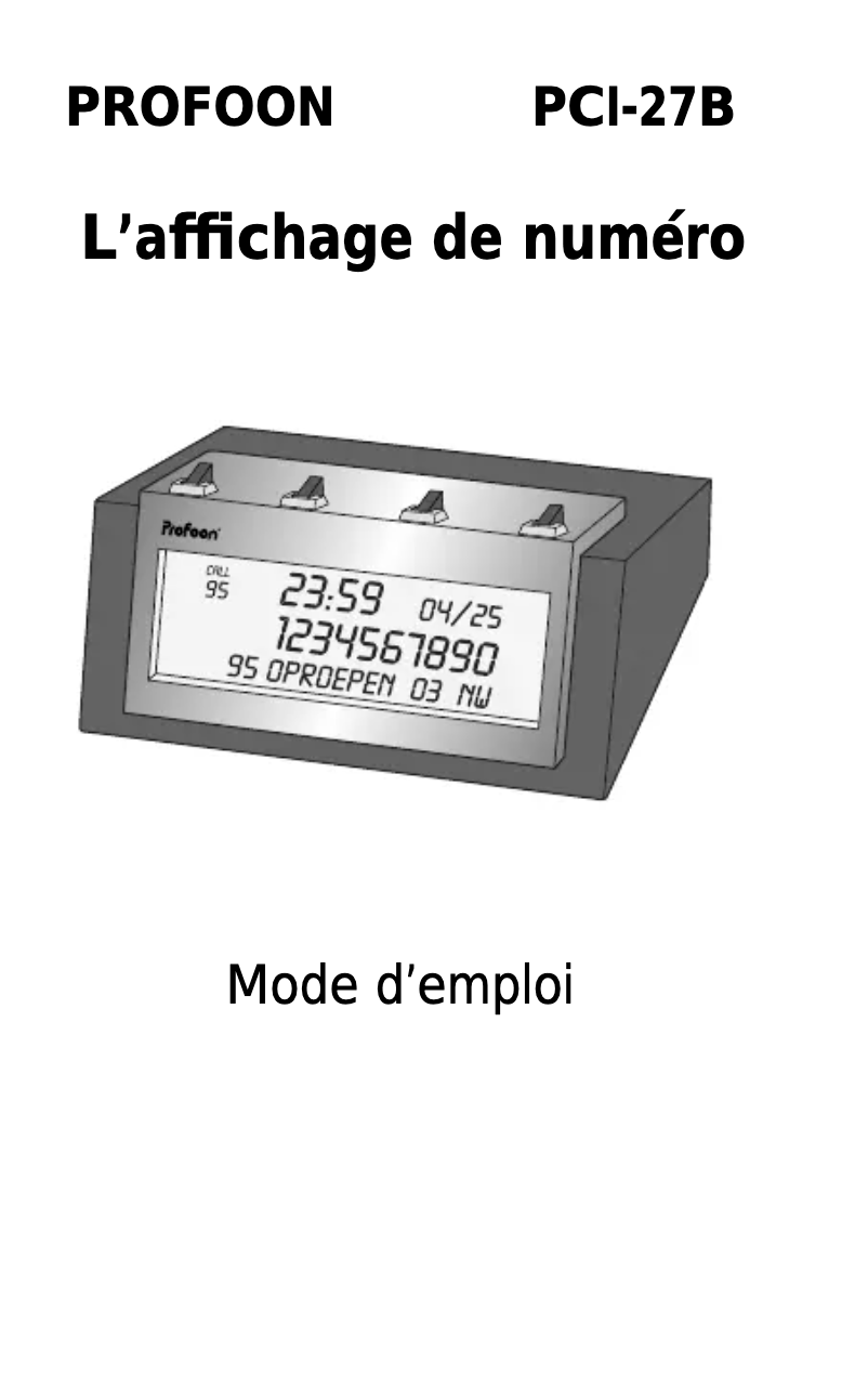 Image de la première page du manuel de l'appareil PCI-27B