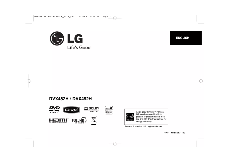 Page n°1 - Manuel utilisateur LG DVX492H