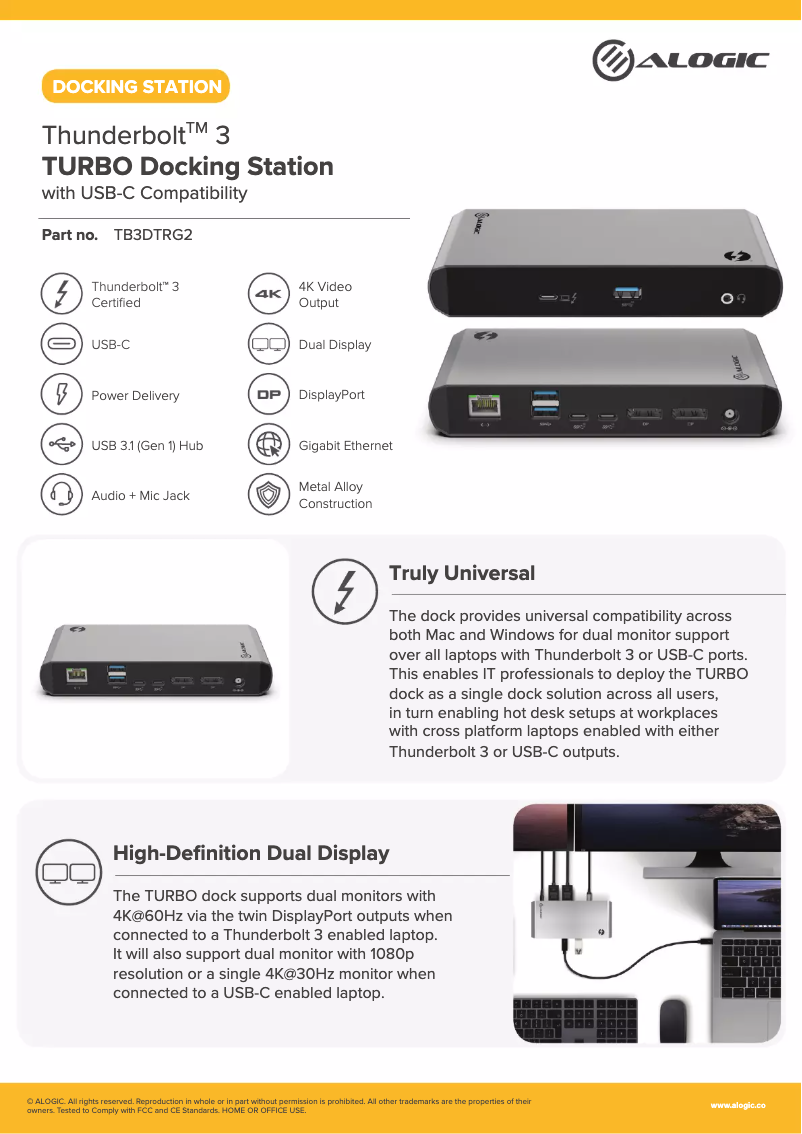 Image de la première page du manuel de l'appareil Thunderbolt 3 TURBO Docking Station