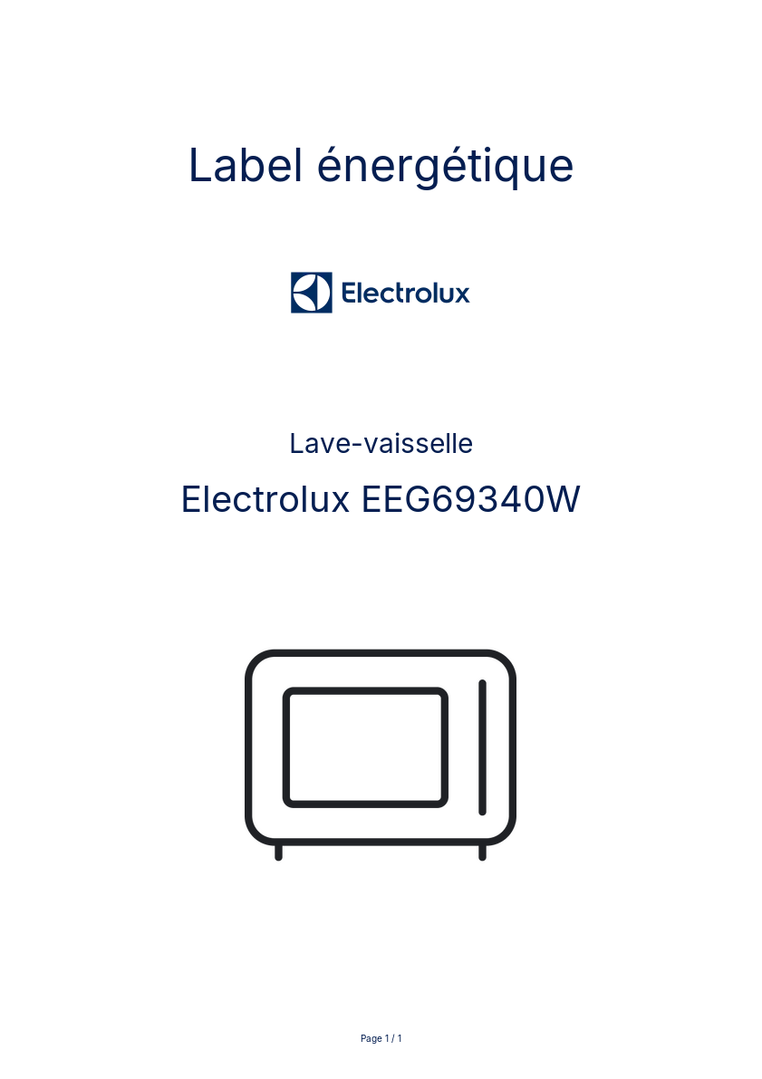 Page n°1 - Label énergétique Electrolux EEG69340W