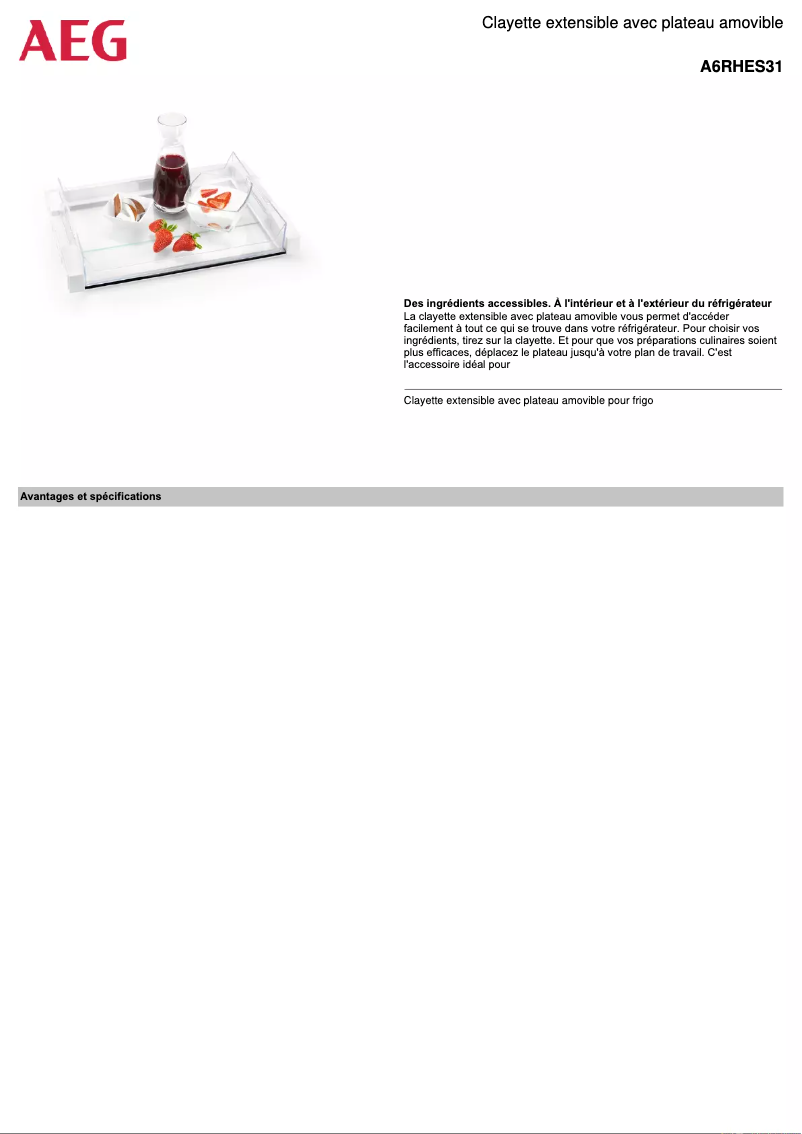 Page 1 de la notice Manuel utilisateur AEG A6RHES31