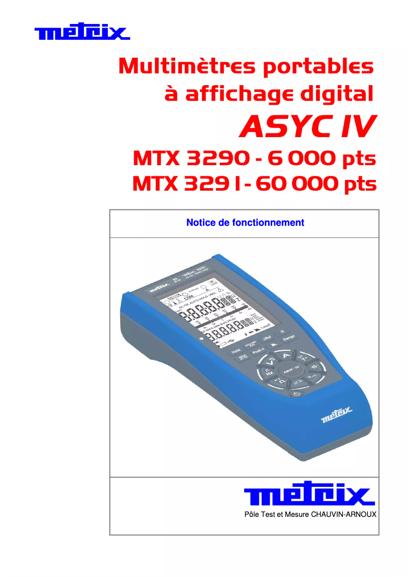 Image de la première page du manuel de l'appareil MTX 3291