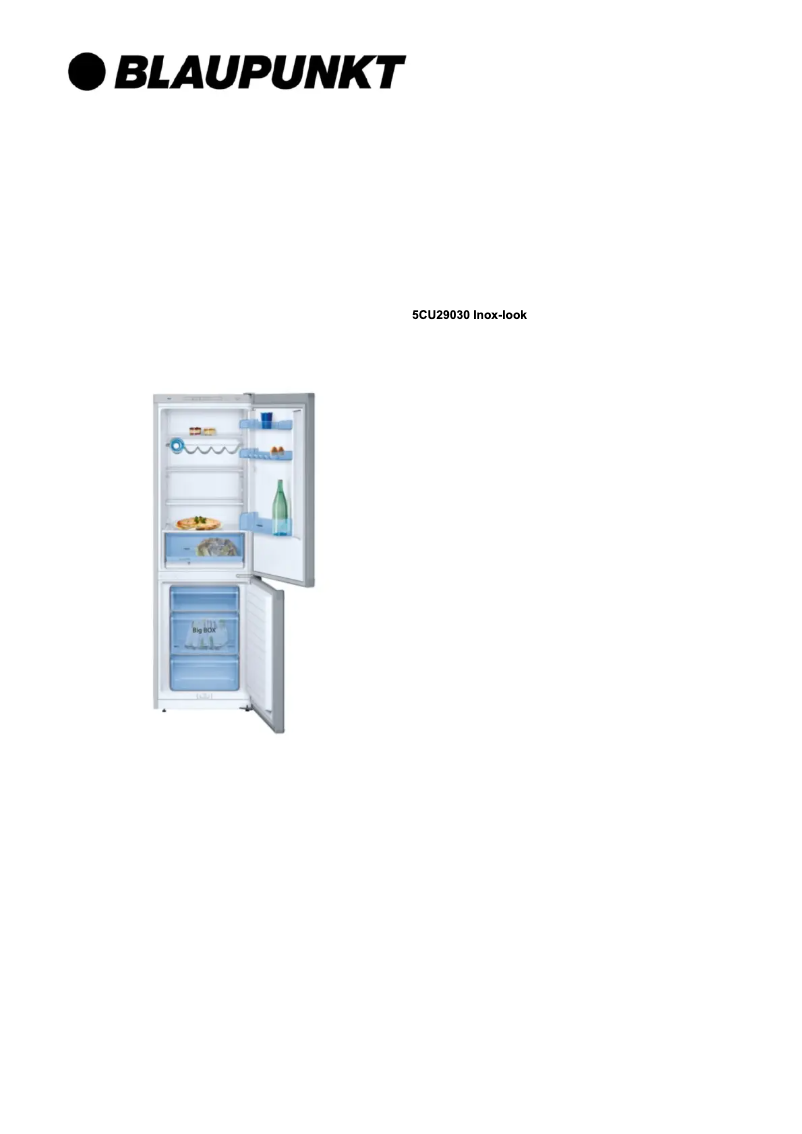 Page 1 de la notice Fiche technique Blaupunkt 5CU29030