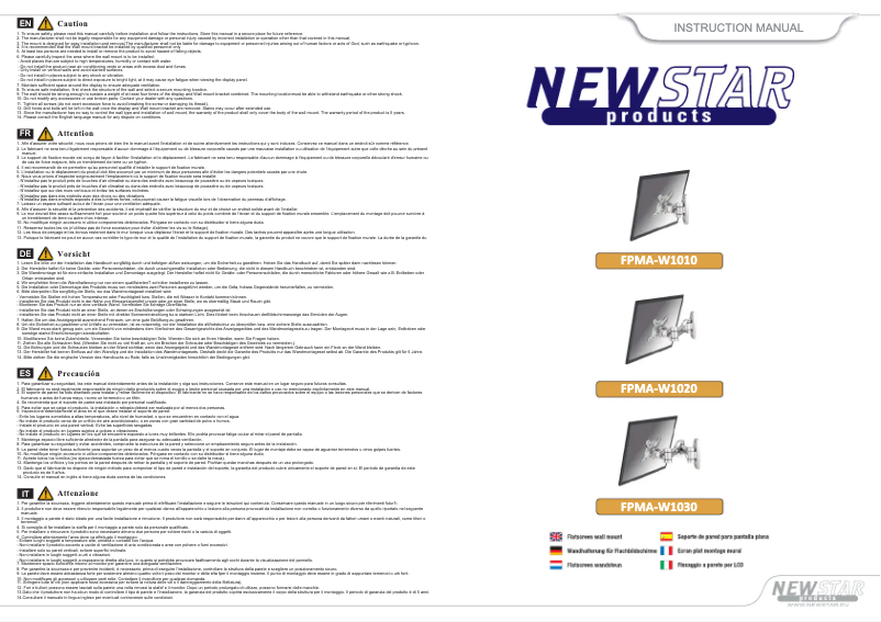 Page 1 de la notice Manuel utilisateur Newstar FPMA-W1010