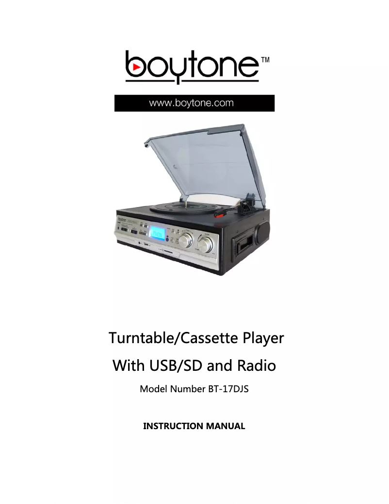Page n°1 - Manuel utilisateur Boytone BT-17DJS