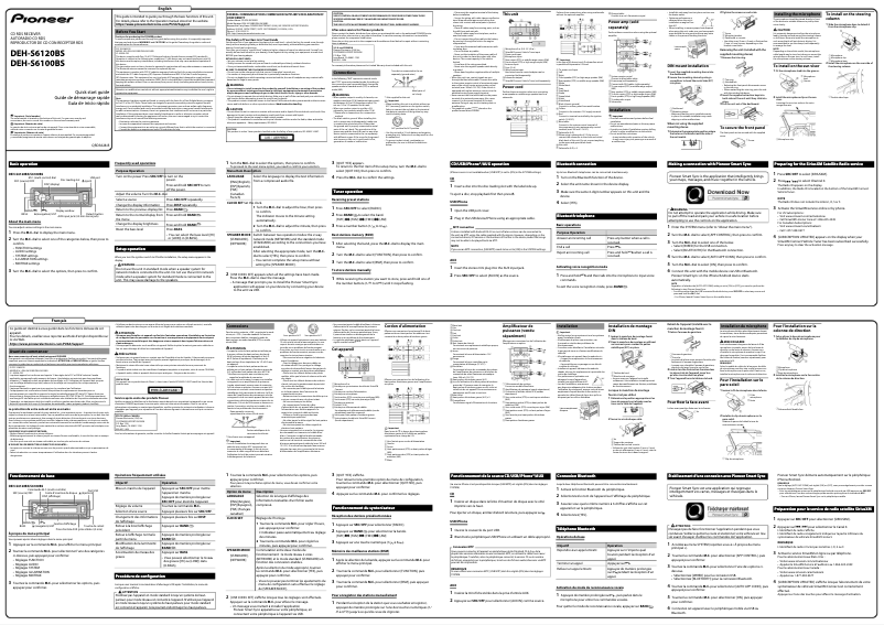 Page n°1 - Guide de démarrage rapide Pioneer DEH-S6100BS