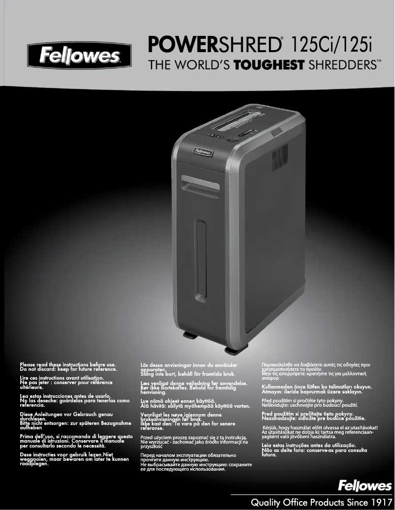 Image de la première page du manuel de l'appareil Intellishred SB-125i