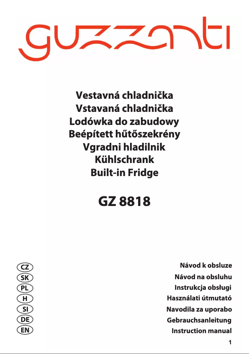 Page 1 de la notice Manuel utilisateur Guzzanti GZ 8818