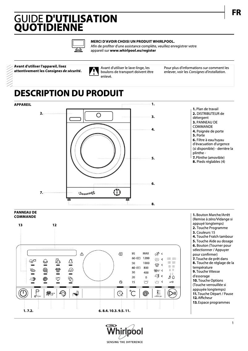 Página 1 del manual Manual de usuario Whirlpool ZEN FSCR10430