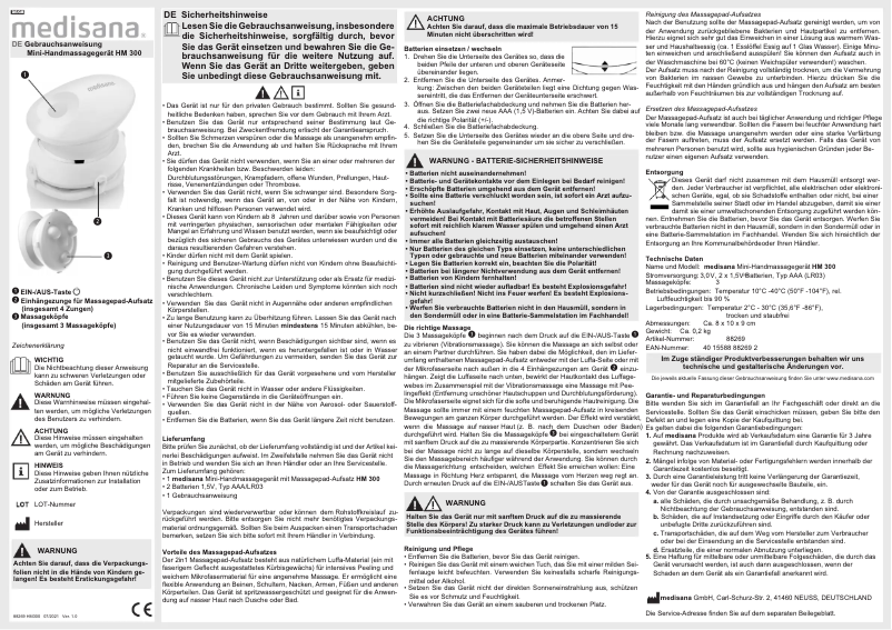 Página 1 del manual Manual de usuario Medisana HM 300