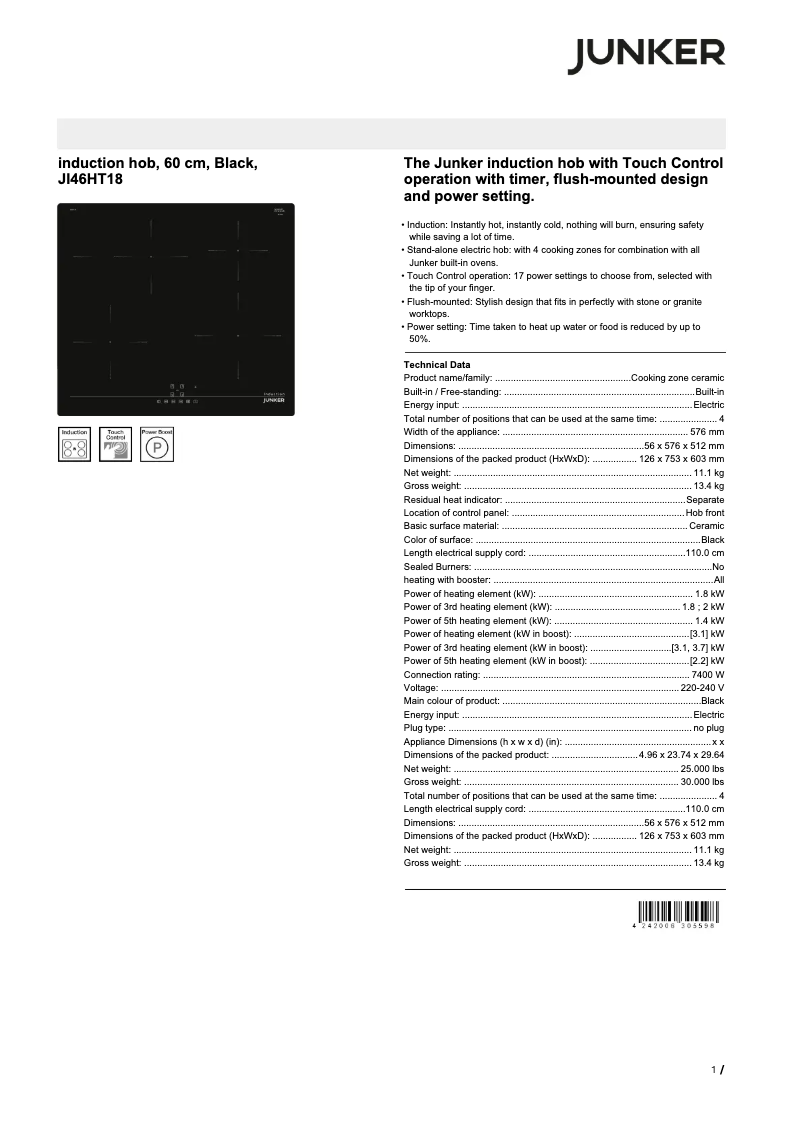 Image de la première page du manuel de l'appareil JI46HT18