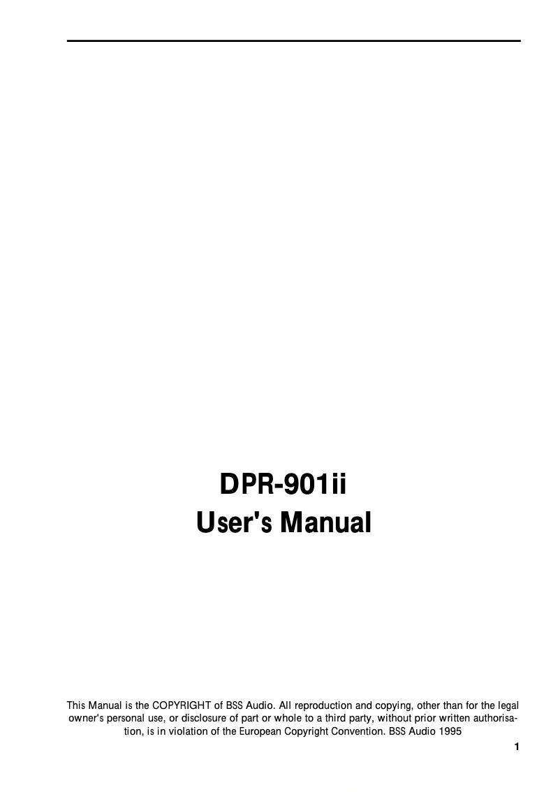 Página 1 del manual Manual de usuario BSS Audio DPR-901II