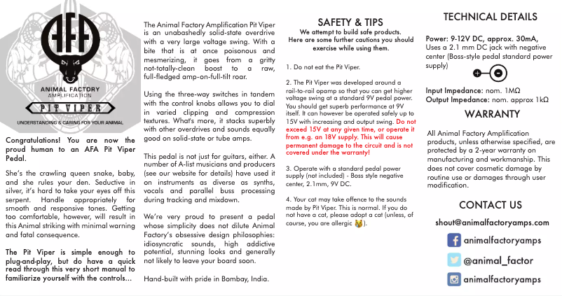 Image de la première page du manuel de l'appareil Pit Viper