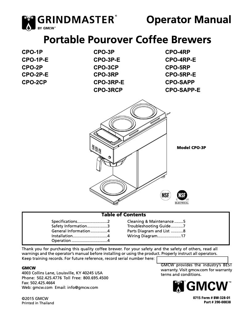 Page n°1 - Manuel utilisateur Cecilware CPO-SAPP