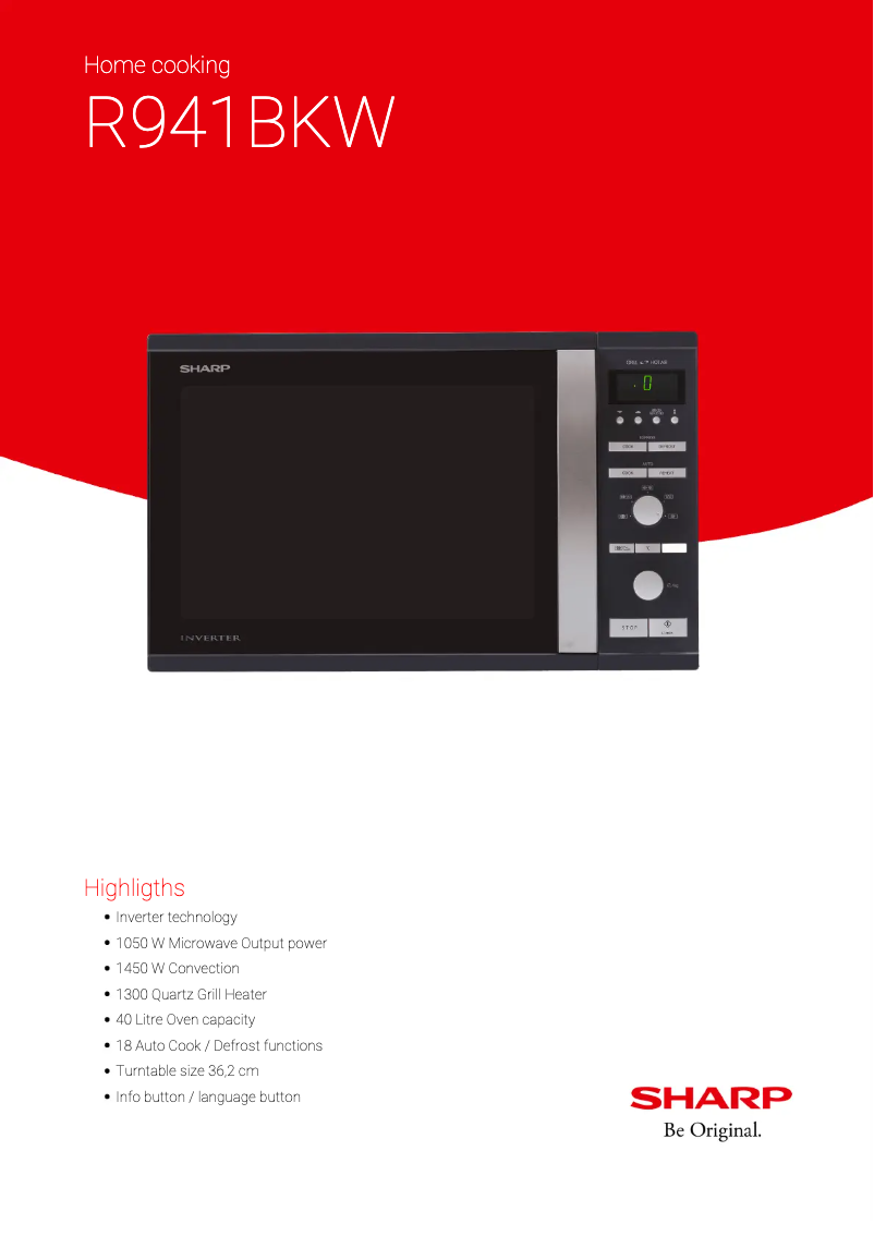 Page 1 de la notice Fiche technique Sharp R941BKW