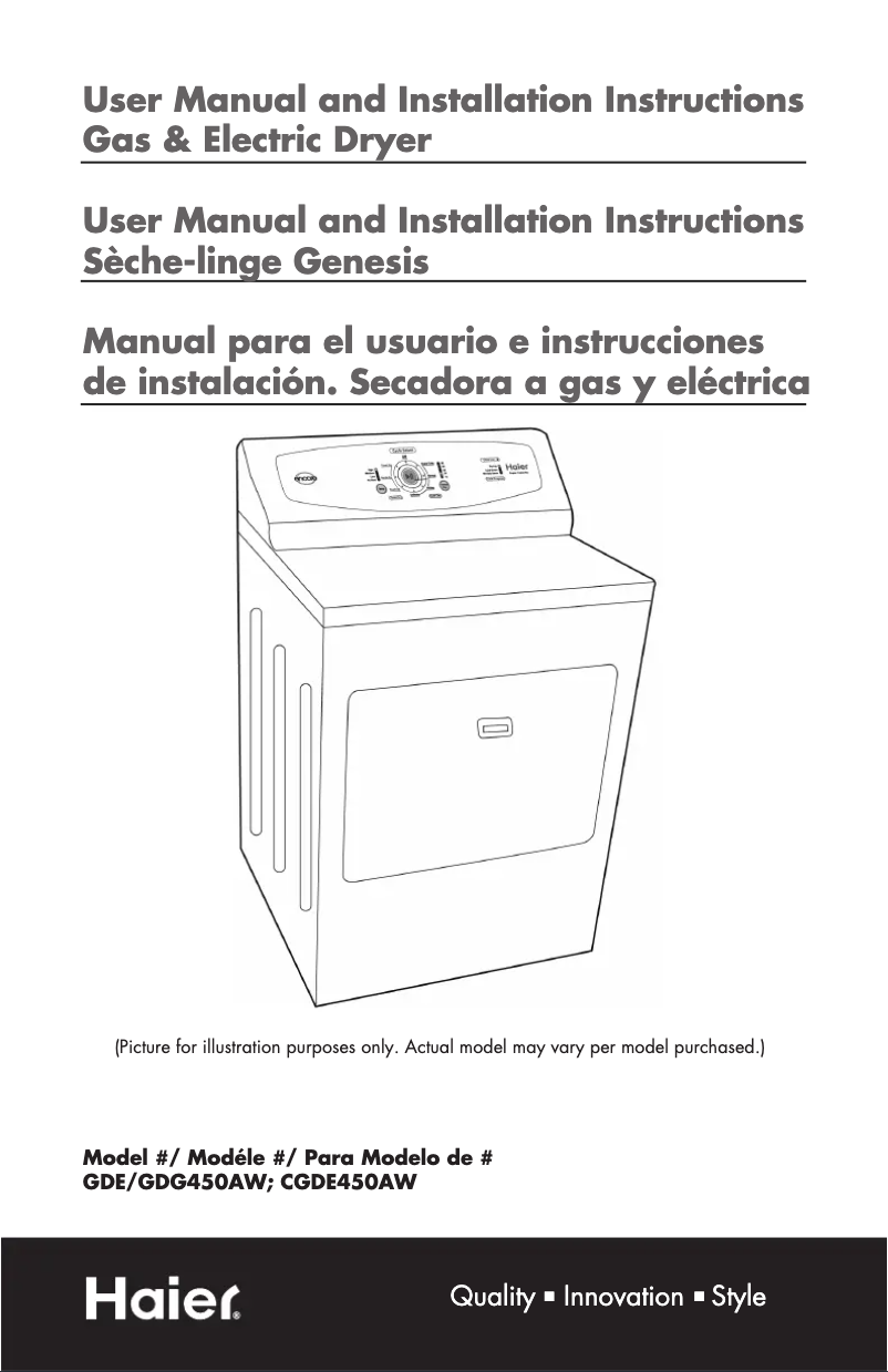 Imagen de la primera página del manual del dispositivo GDG 450AW