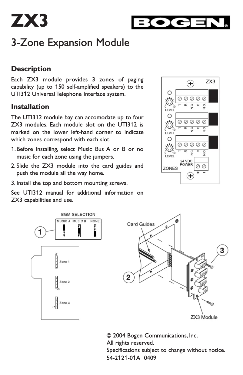 Page n°1 - Manuel utilisateur Bogen ZX3