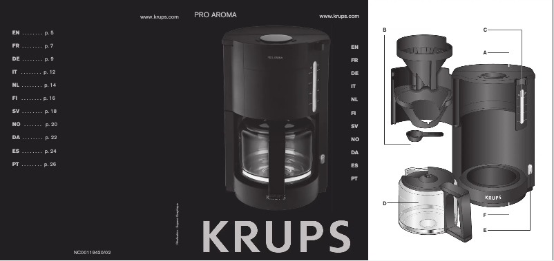 Page n°1 - Manuel utilisateur Krups ProAroma