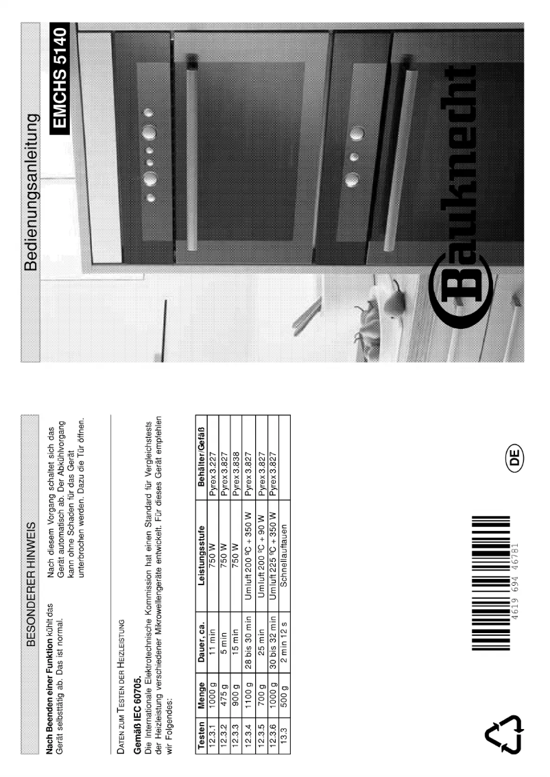 Image de la première page du manuel de l'appareil EMCHS 5140 IN