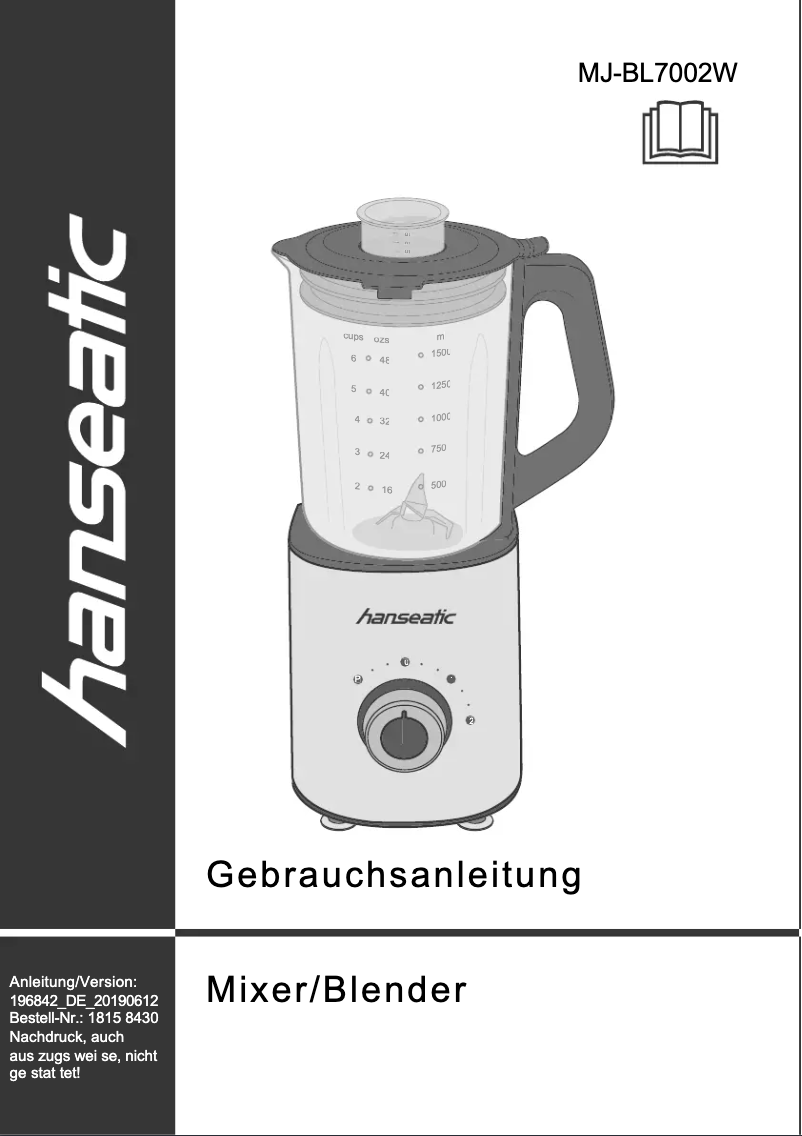 Page n°1 - Manuel utilisateur Hanseatic MJ-BL7002W