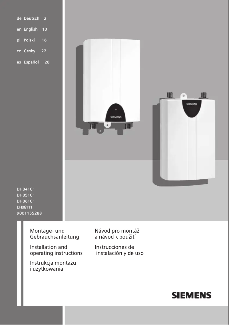 Page n°1 - Manuel utilisateur Siemens DH05101