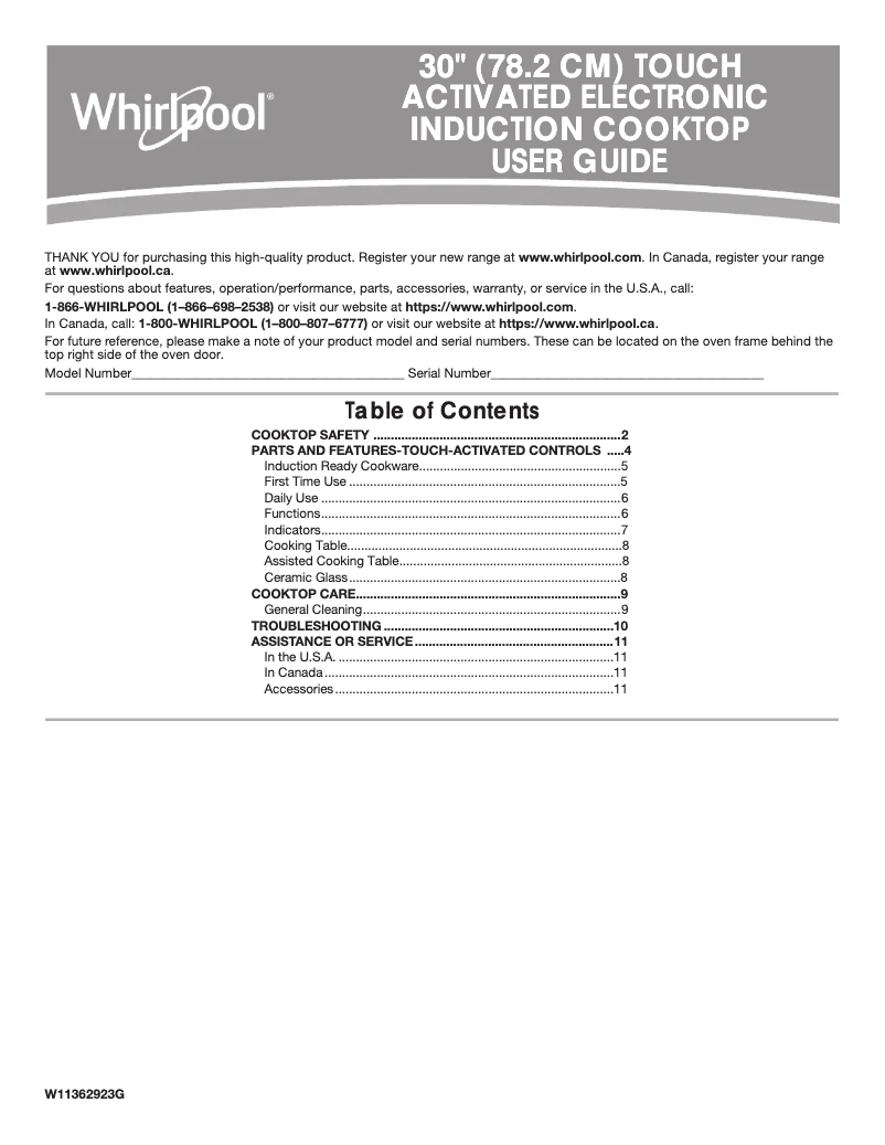 Imagen de la primera página del manual del dispositivo WCI55US4JB