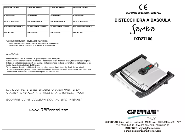 Imagen de la primera página del manual del dispositivo Samba