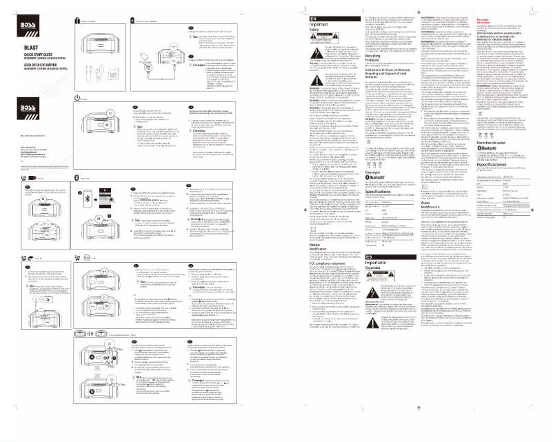 Page n°1 - Manuel utilisateur Boss BLAST