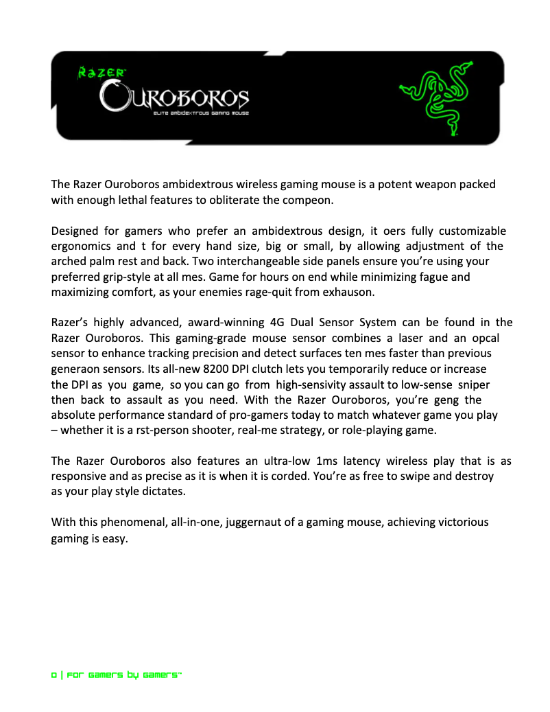 Page 1 de la notice Manuel utilisateur Razer Ouroboros Elite Ambidextrous