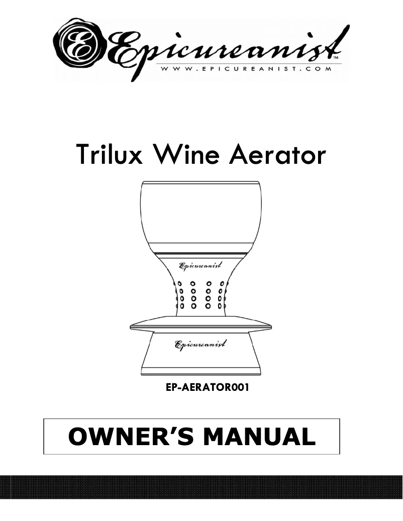 Image de la première page du manuel de l'appareil Trilux Wine Aerator EP-AERATOR001