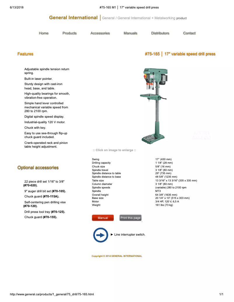 Image de la première page du manuel de l'appareil 75-165