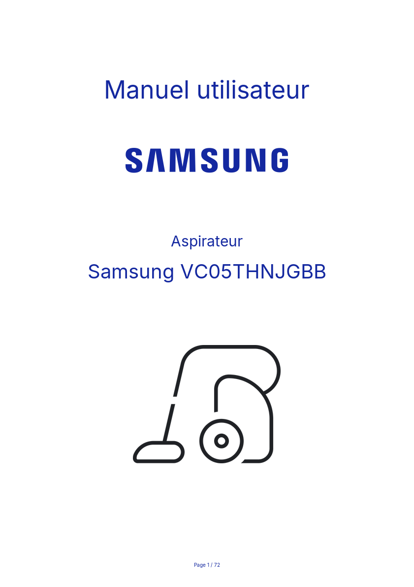 Page n°1 - Manuel utilisateur Samsung VC05THNJGBB