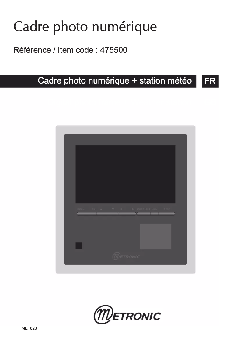 Page 1 de la notice Manuel utilisateur Metronic 475500