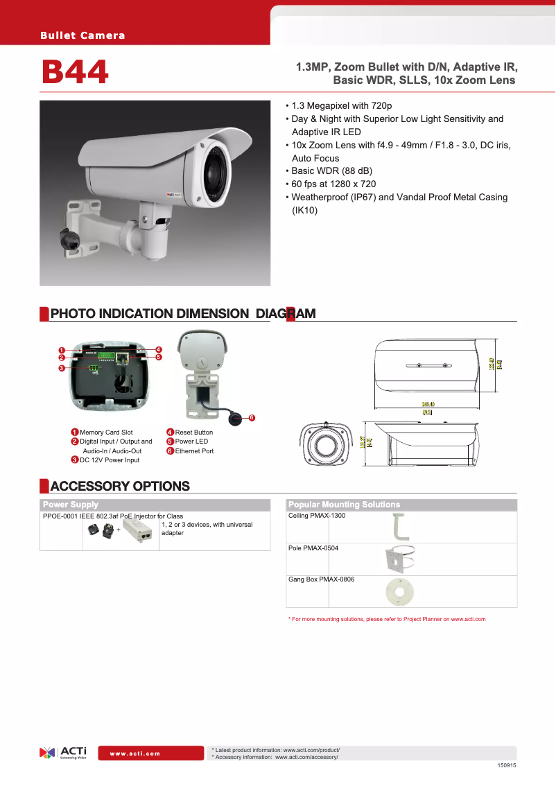 Page 1 de la notice Brochure ACTi B44