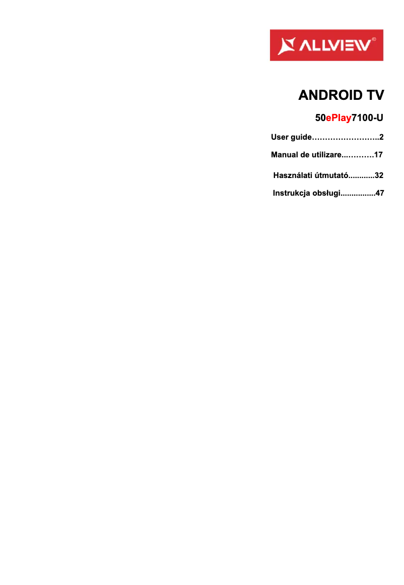 Image de la première page du manuel de l'appareil 50ePlay7100-U