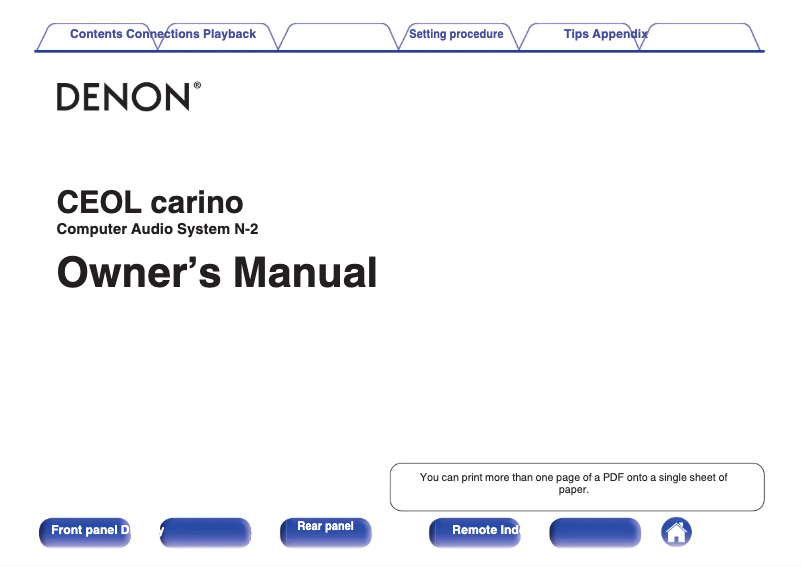 Image de la première page du manuel de l'appareil CEOL Carino N-2