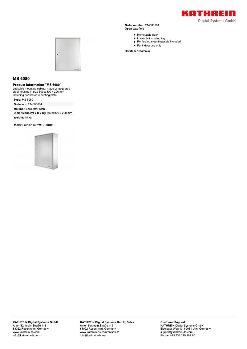 Image de la première page du manuel de l'appareil MS 6080