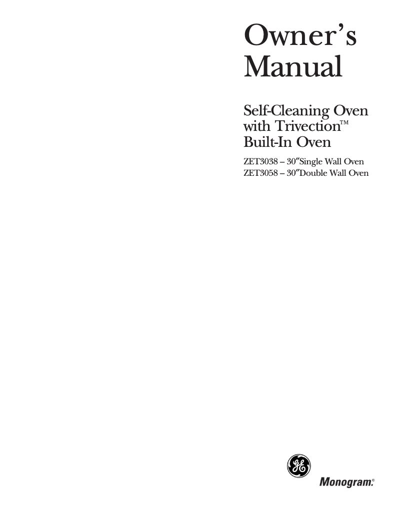 Imagen de la primera página del manual del dispositivo ZET3038WHWW