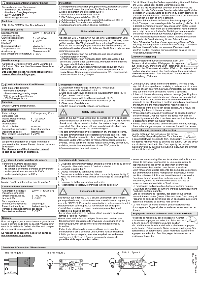 Page 1 de la notice Manuel utilisateur Ehmann T29.08