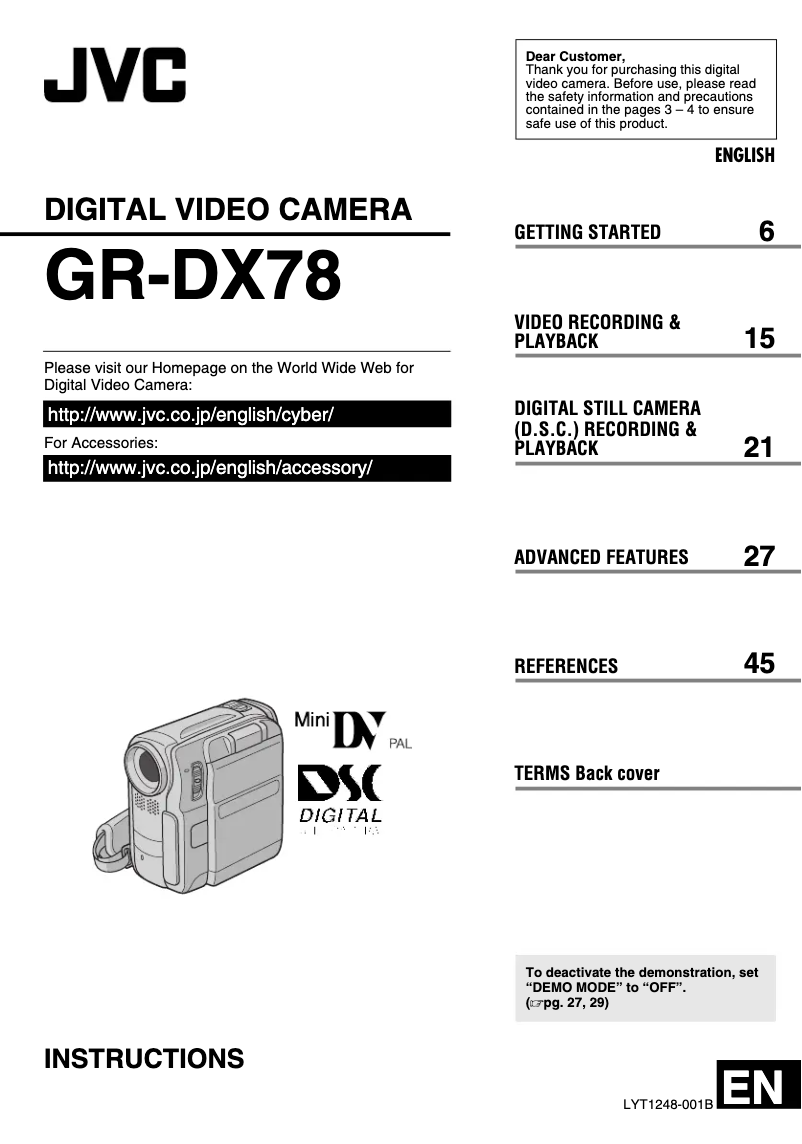 Image de la première page du manuel de l'appareil GR-DX78