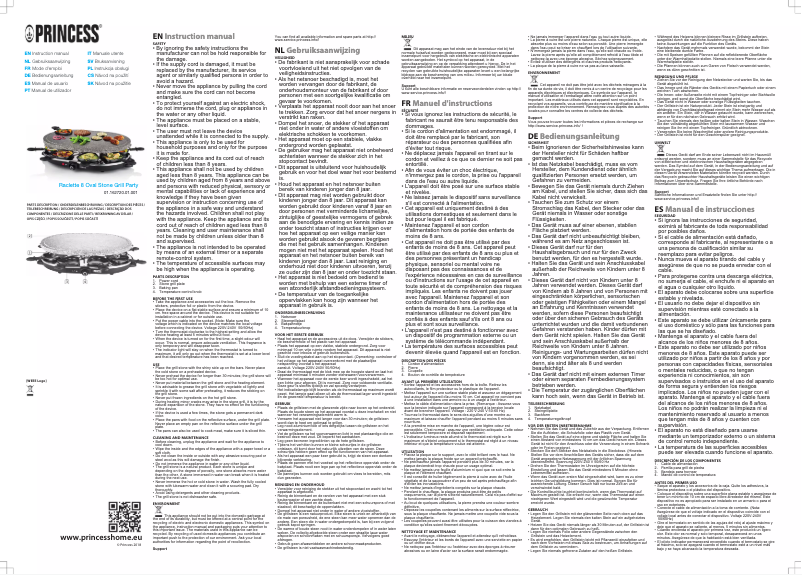 Página 1 del manual Manual de usuario Princess Raclette 8 Oval Stone & Grill Party 1627