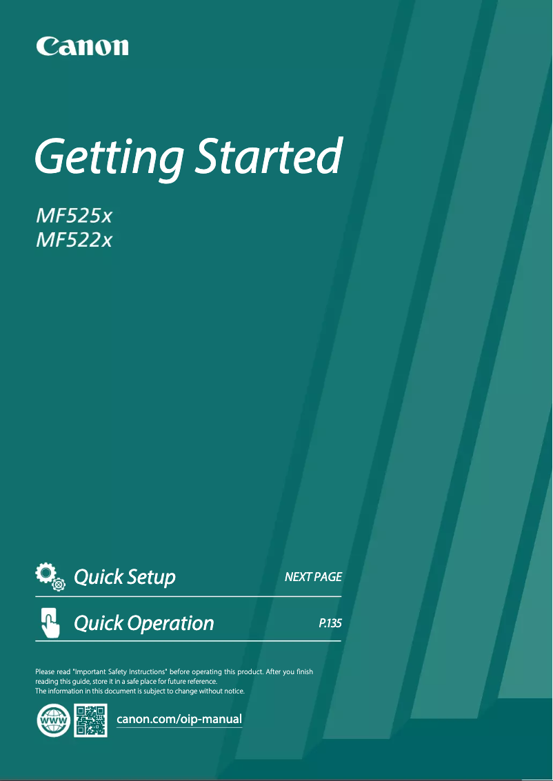 Image de la première page du manuel de l'appareil i-SENSYS MF525x