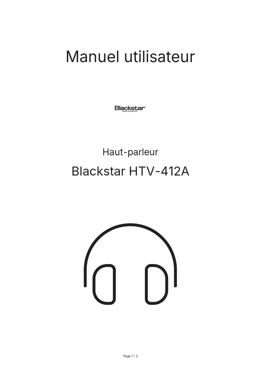 Page n°1 - Manuel utilisateur Blackstar HTV-412A