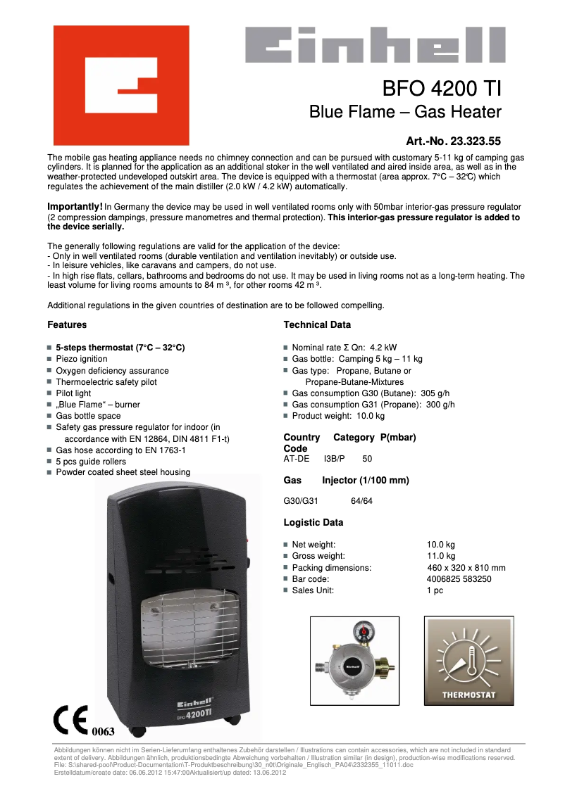 Page n°1 - Manuel utilisateur Einhell BFO 4200 TI