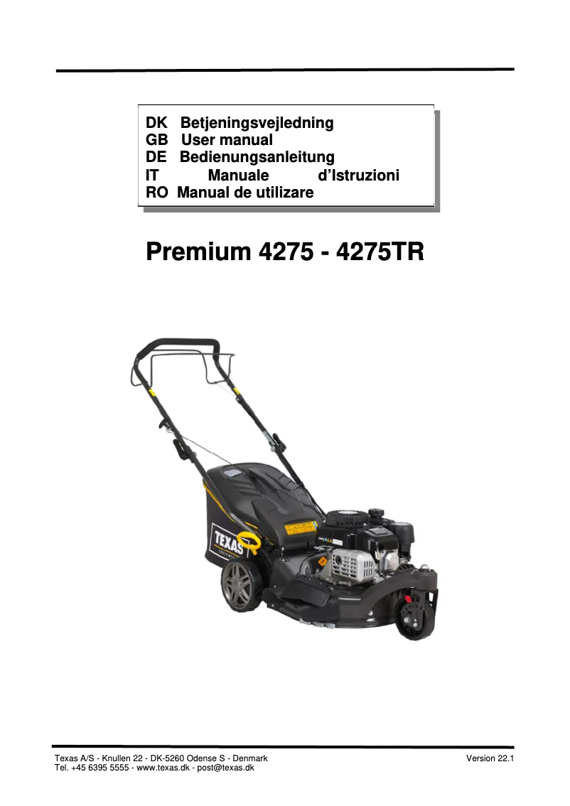 Página 1 del manual Manual de usuario Texas Premium 4275TR