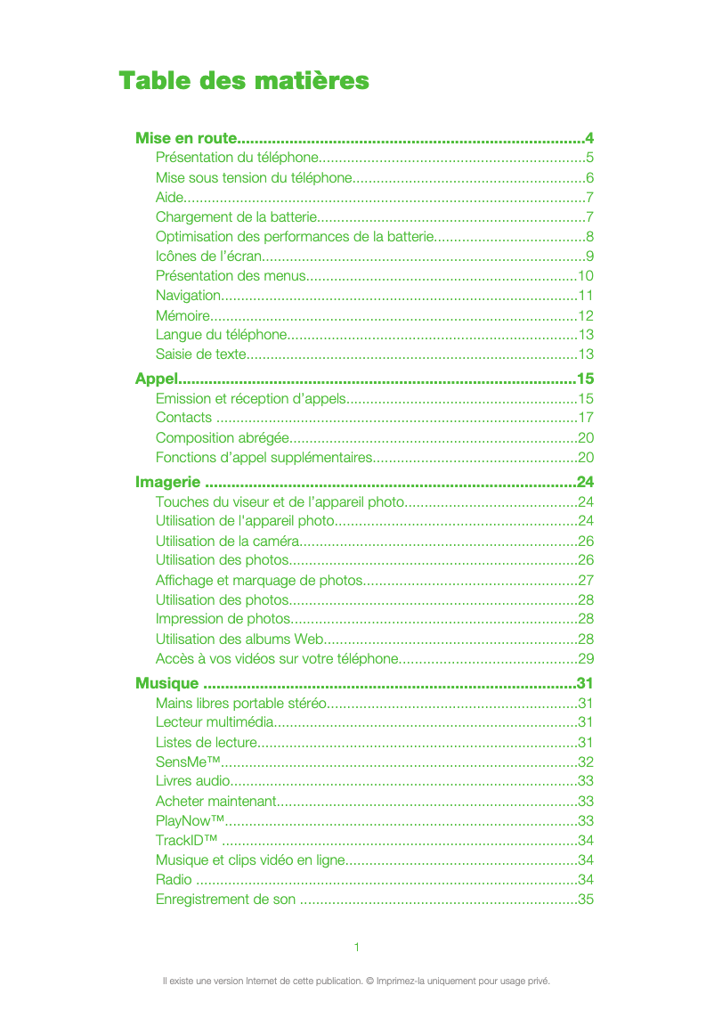 Page 1 of the manual User Manual Sony Ericsson Yari