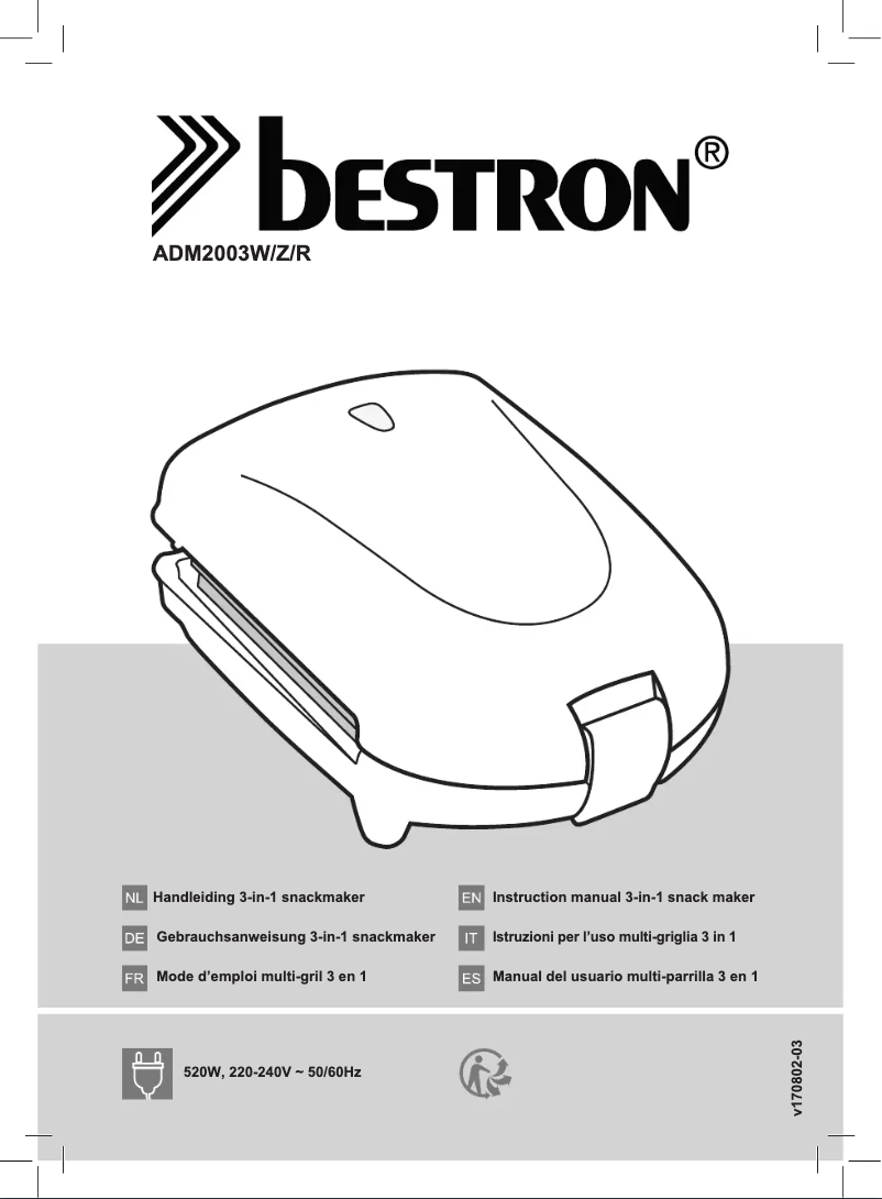Page n°1 - Manuel utilisateur Bestron ADM2003R