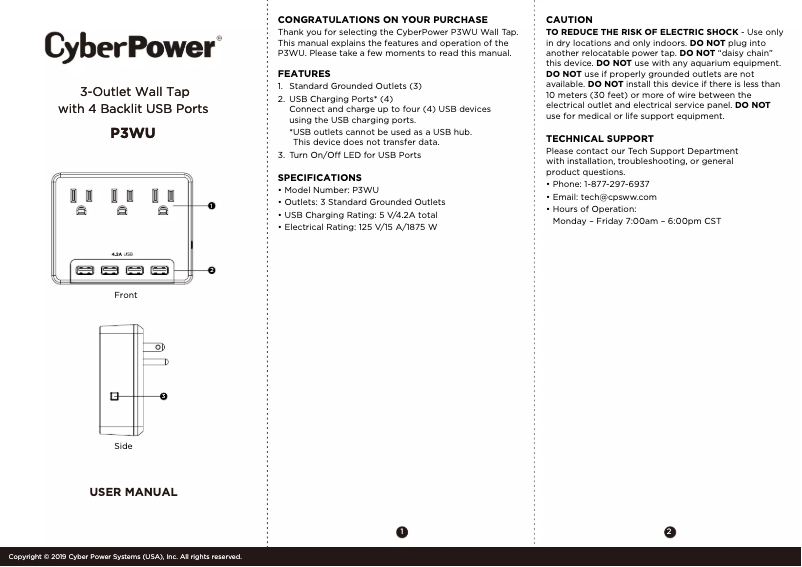 Page n°1 - Manuel utilisateur CyberPower P3WU