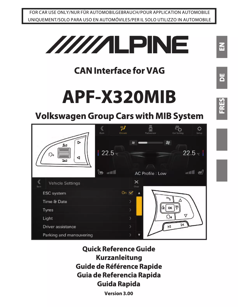 Page 1 de la notice Manuel utilisateur Alpine APF-X320MIB