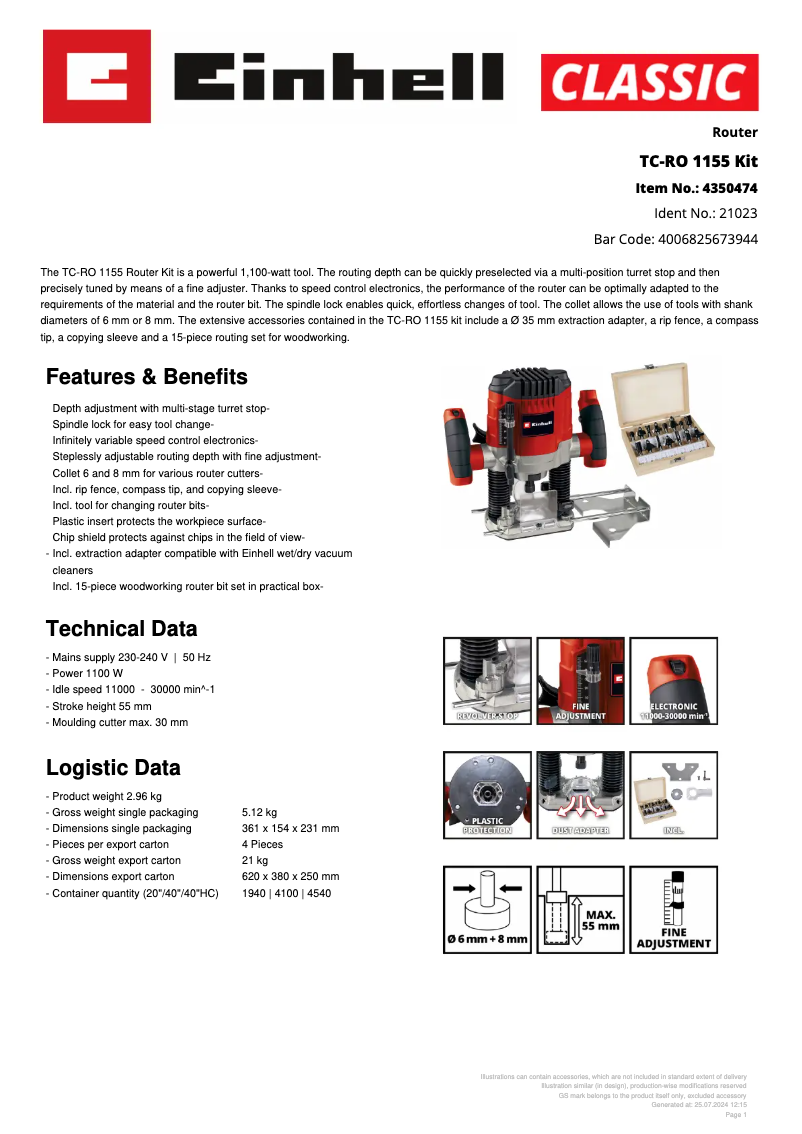 Image de la première page du manuel de l'appareil TC-RO 1155 Kit
